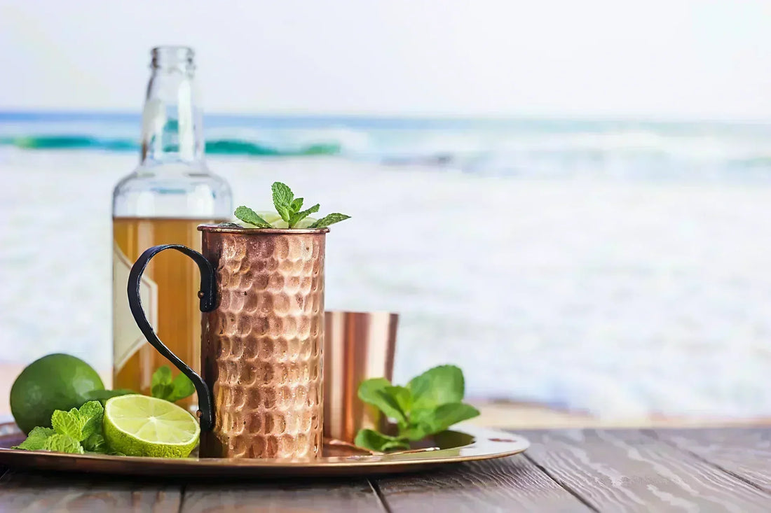 Ginger Beer artisanale Galatea en bouteille Stuby avec Moscow Mule en mug cuivre