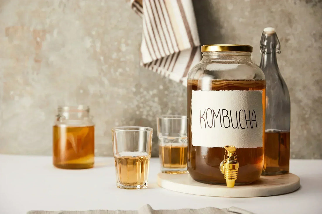 Bulles de CO2 dans une bouteille de kombucha vivant
